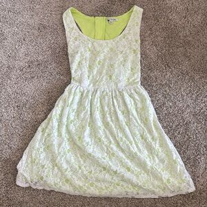 Neon green and white lace dress